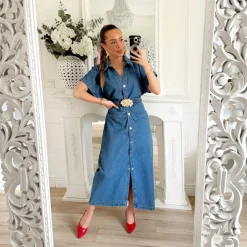 LONGUE ROBE EN JEAN AVEC CEINTURE