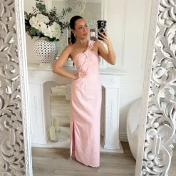 LONGUE ROBE EN LIN ROSE PASTEL