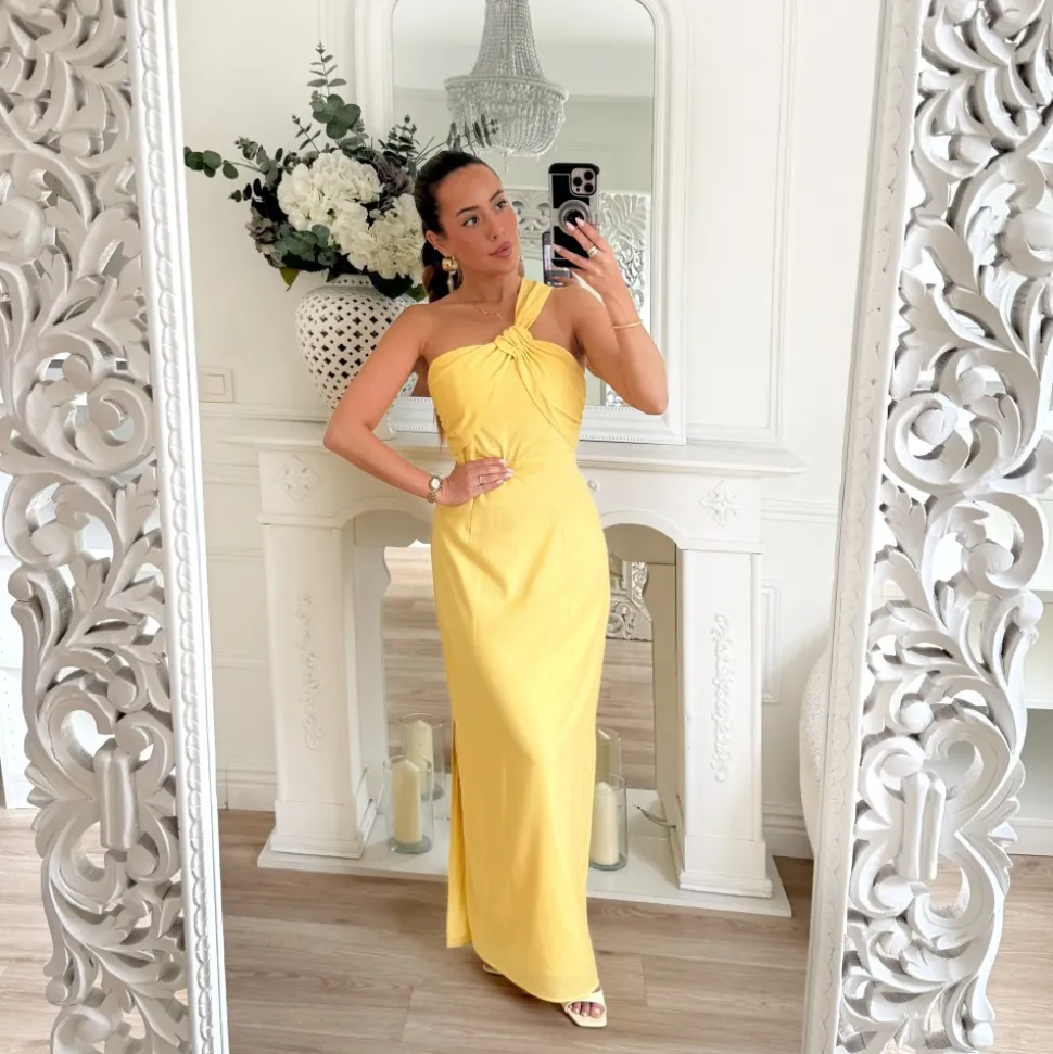 LONGUE ROBE JAUNE EN LIN