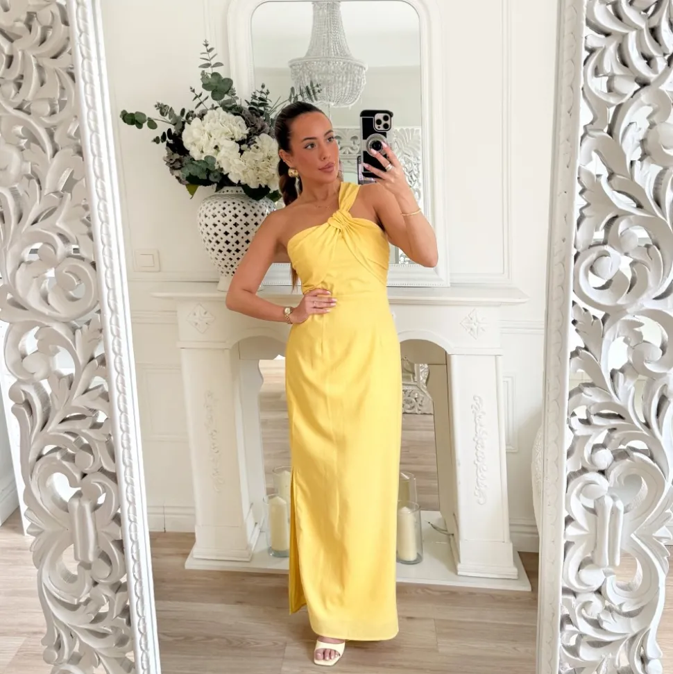 LONGUE ROBE JAUNE EN LIN