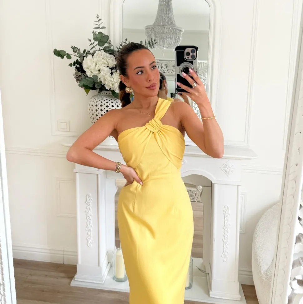 LONGUE ROBE JAUNE EN LIN