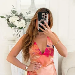 LONGUE ROBE MOTIFS ORANGE