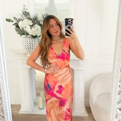 LONGUE ROBE MOTIFS ORANGE