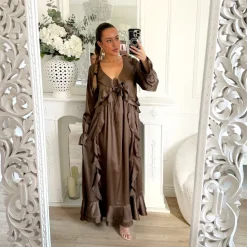 LONGUE ROBE SATIN AMPLE CHOCO