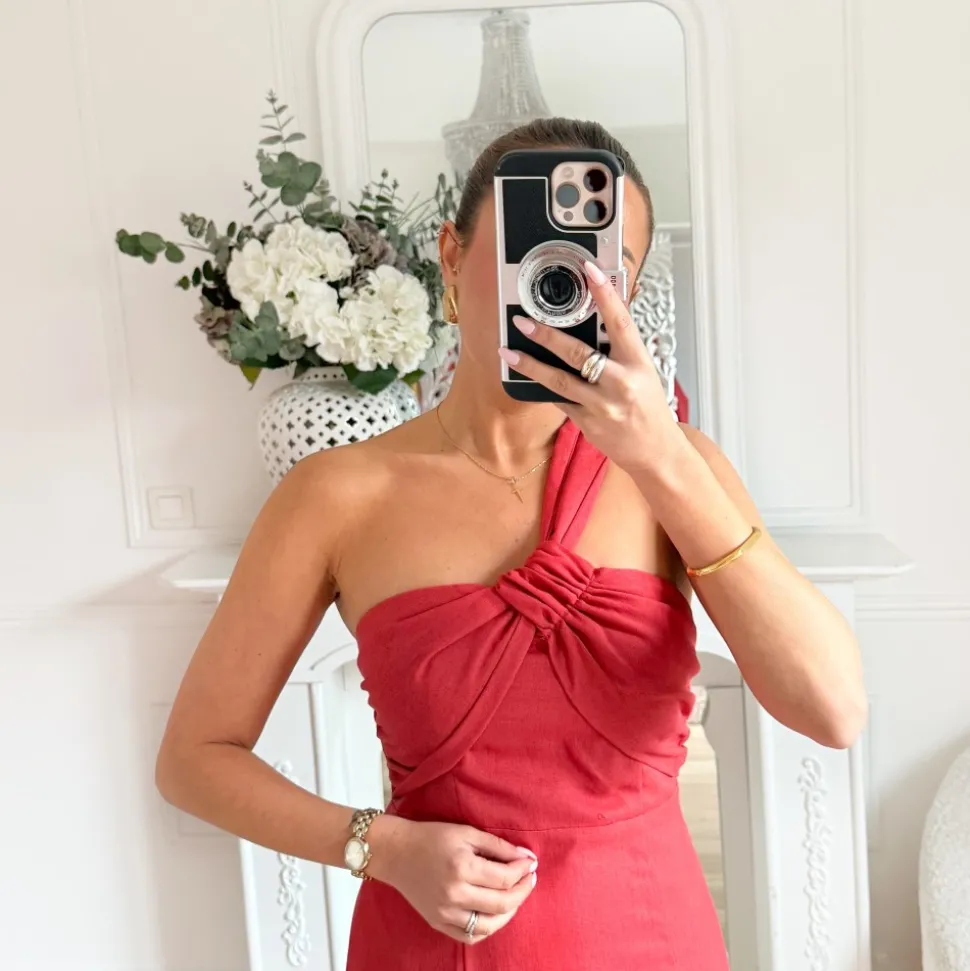 LONGUE ROBE TERRACOTA EN LIN