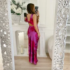 LONGUE ROBE VIOLETTE MOTIFS