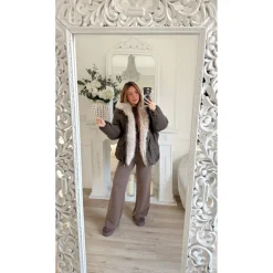 MANTEAU CHOCO COL FOURRURE ELIANE