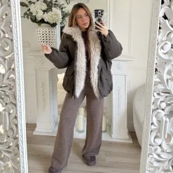 MANTEAU CHOCO COL FOURRURE ELIANE