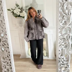 MANTEAU FOURRURE GRISE ROMANE