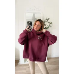 MAXI SWEAT BURGUNDY À CAPUCHE SKI ALEXANDRINE