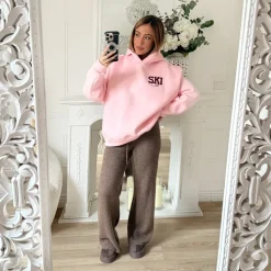 MAXI SWEAT PINK À CAPUCHE SKI ALEXANDRINE