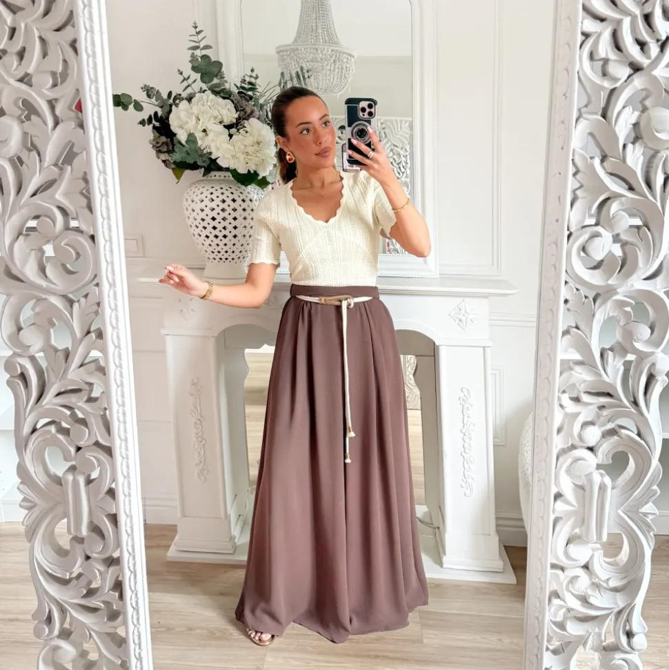 PALAZZO CHOCO CEINTURE CORDE