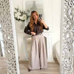 PALAZZO TAUPE AVEC CEINTURE LOUISETTE