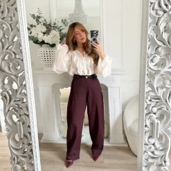 PANTALON BARREL BORDEAUX JEANNE