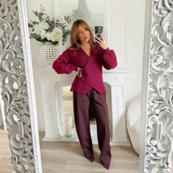 PANTALON BARREL BORDEAUX JEANNE