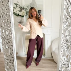 PANTALON BARREL BORDEAUX JEANNE