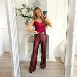 PANTALON BURGUNDY SEQUINS ASIA