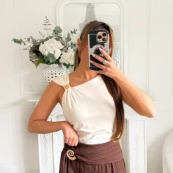 PANTALON FLUIDE PLISSÉ CHOCO BIJOUX