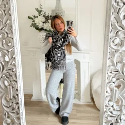 PANTALON MAILLE GRIS CLAIR