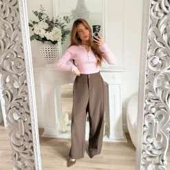 PANTALON TAILLEUR CHOCO CHINÉ LILY