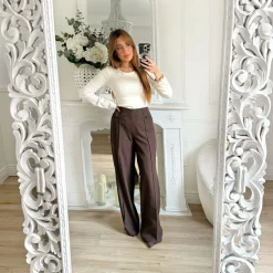 PANTALON TAILLEUR FLUIDE CHOCO KARINE