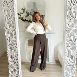 PANTALON TAILLEUR FLUIDE CHOCO KARINE