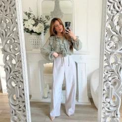 PANTALON TAILLEUR GRIS CLAIR SABINE