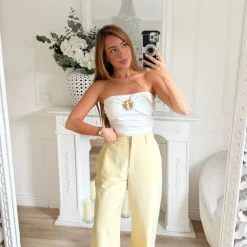 PANTALON TAILLEUR JAUNE BEURRE