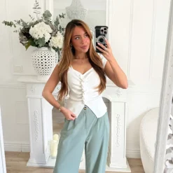 PANTALON TAILLEUR PALAZZO AQUA