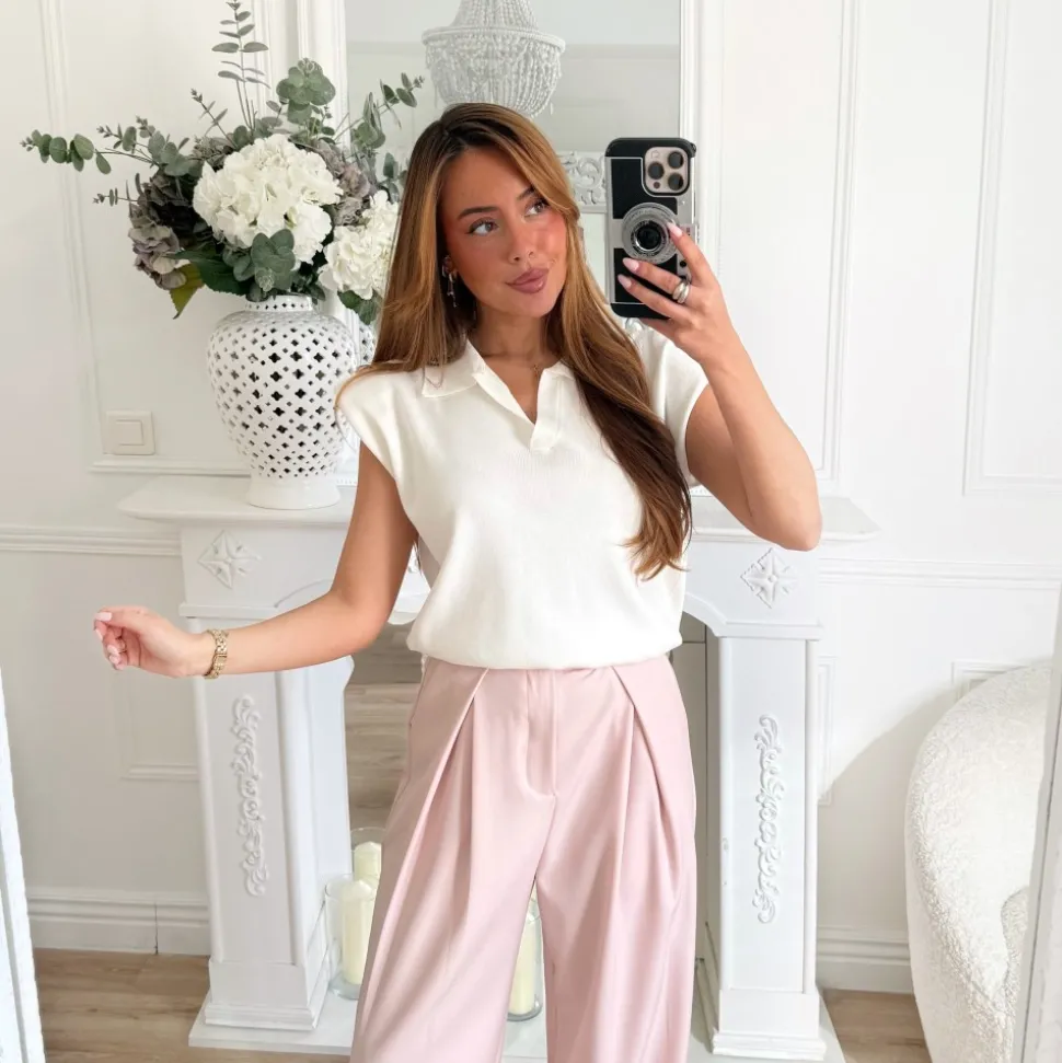 PANTALON TAILLEUR ROSE PASTEL PREMIUM