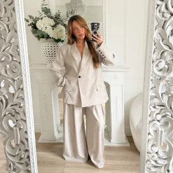 PANTALON TAILLEUR TAUPE AMPLE