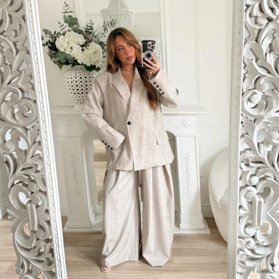 PANTALON TAILLEUR TAUPE AMPLE