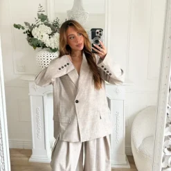 PANTALON TAILLEUR TAUPE AMPLE