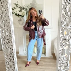 PERFECTO LOOSE BURGUNDY EFFET VINYLE