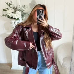 PERFECTO LOOSE BURGUNDY EFFET VINYLE