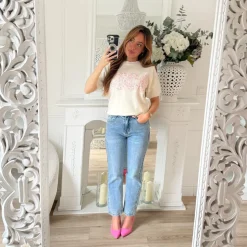 PULL BEIGE FLEURI COCO