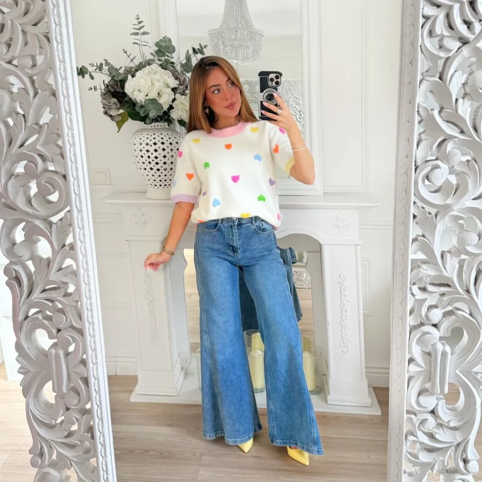 PULL BLANC MOTIFS COEURS