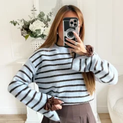 PULL BLEU TOUT DOUX RAYURES CAPUCINE