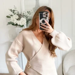 PULL CACHE COEUR BEIGE LUCIE