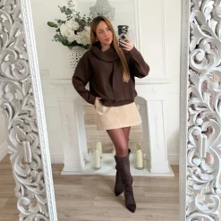 PULL CHOCO AVEC ÉCHARPE NADINE