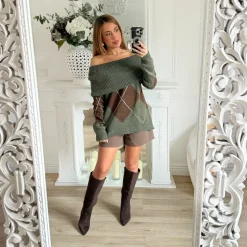 PULL COL BATEAU KAKI TARTAN KAHINA