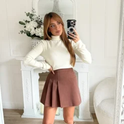 PULL COL ROULE BEIGE