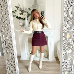 PULL CÔTELÉ BEIGE BOUTONS DORÉS ALINE