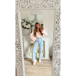 PULL FIN PINK CÔTELÉ COL CARRÉ FLORINE