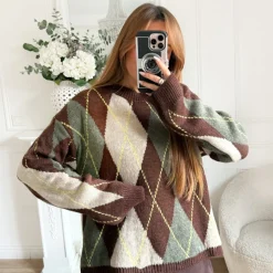 PULL KAKI TARTAN CHOCO LÉNA