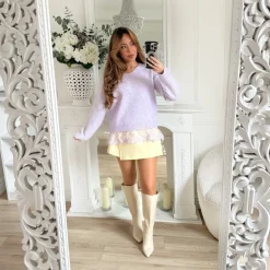 PULL LILAS DENTELLE NAËLLE