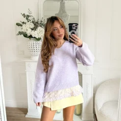 PULL LILAS DENTELLE NAËLLE