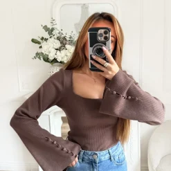 PULL MANCHES ÉVASÉES CHOCO KAY