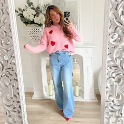 PULL PINK COEURS ROUGES