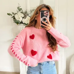 PULL PINK COEURS ROUGES